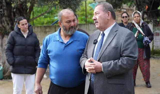 Muğla Milas'ta evi yanan aileye Başkan Topuz'dan konteyner ve ev tadilatı sözü